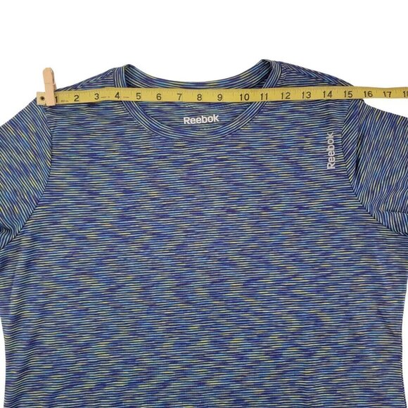 Reebok Women’s Speedwick Performance Blue Space Dye Workout Top – Size Large - Picture 7 of 14
